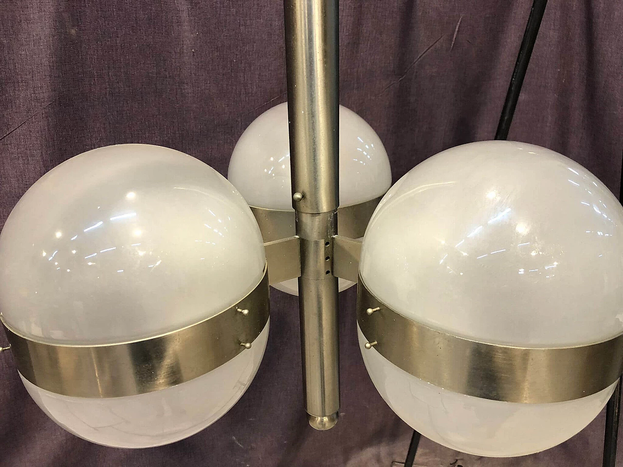 Chromed metal and glass chandelier by Sergio Mazza for Artemide, 1960s 3