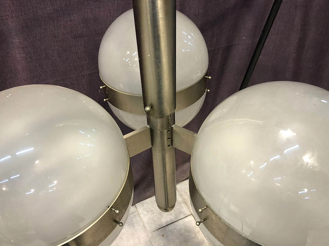 Chromed metal and glass chandelier by Sergio Mazza for Artemide, 1960s 5