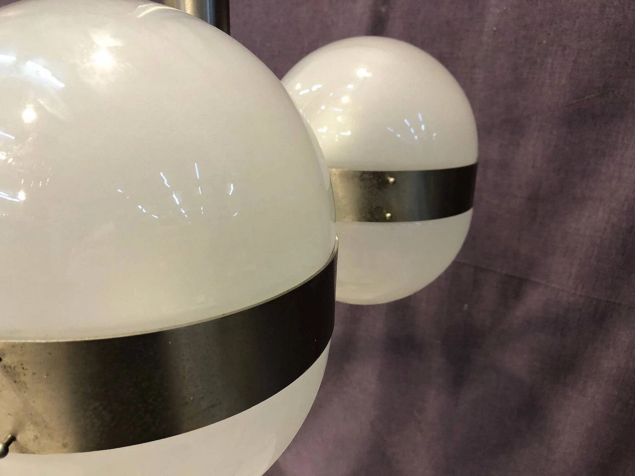 Chromed metal and glass chandelier by Sergio Mazza for Artemide, 1960s 6