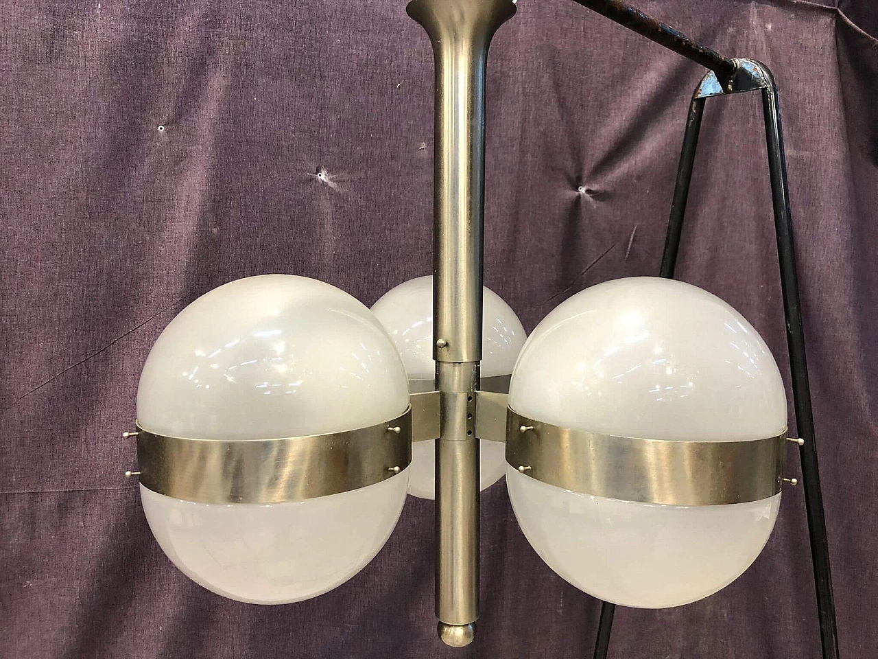 Chromed metal and glass chandelier by Sergio Mazza for Artemide, 1960s 7