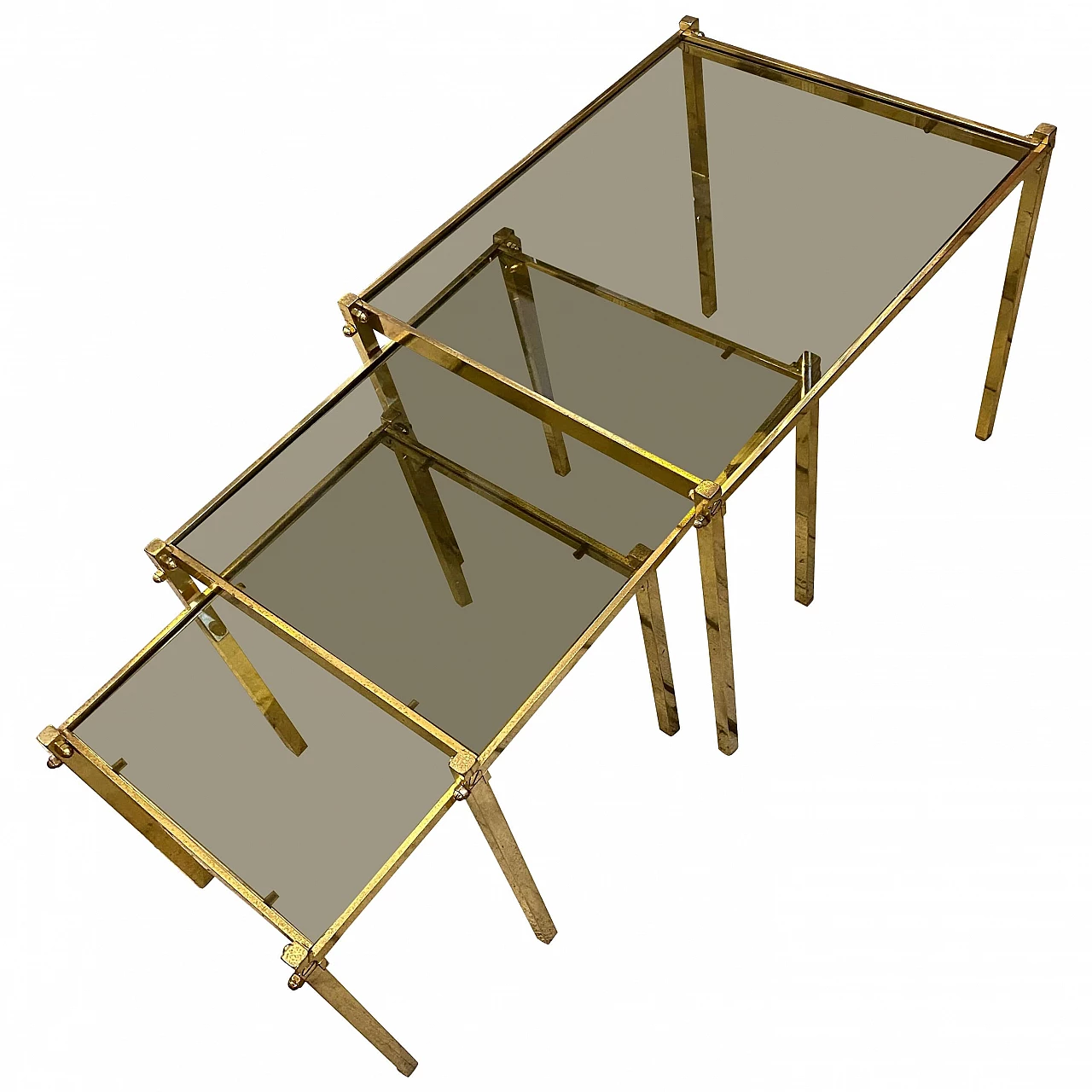 Solid brass interlocking tables, 1960s 1