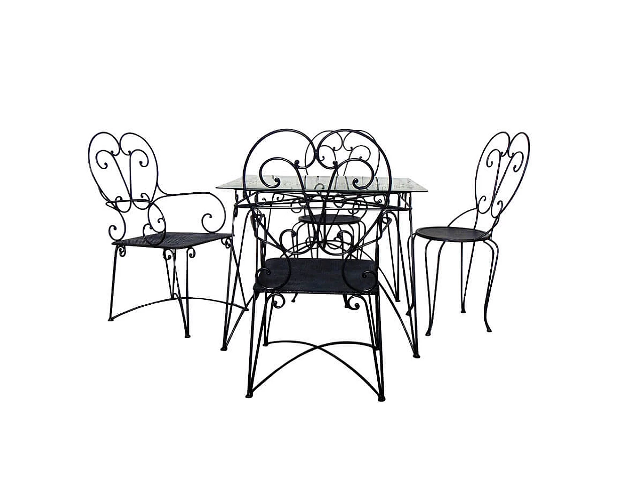 Garden side table with iron seats, 1960s 1479547