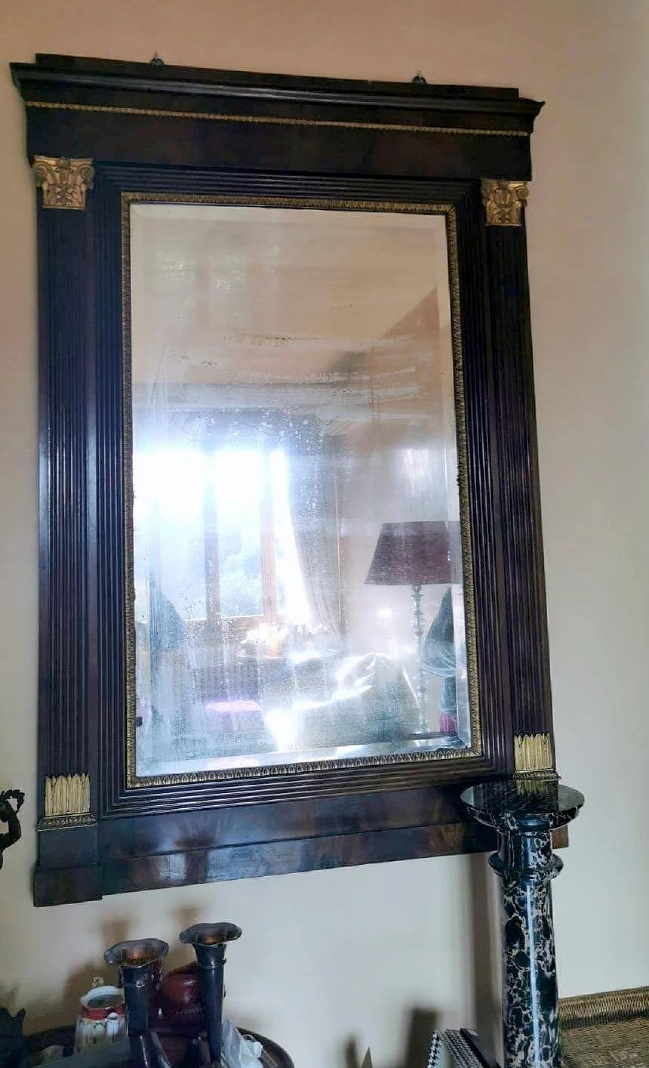 Specchio in stile Napoleone III con cornice in legno, '800 19