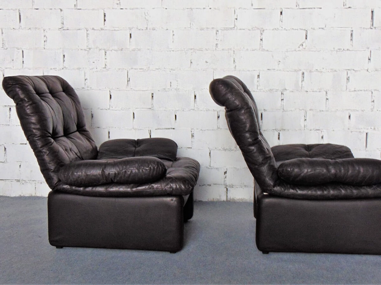 Pair of leather armchairs, 1970s 6