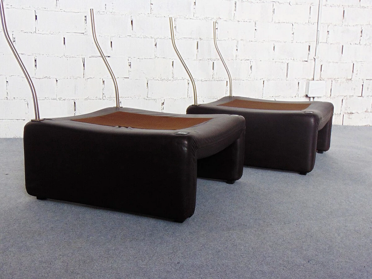 Pair of leather armchairs, 1970s 7