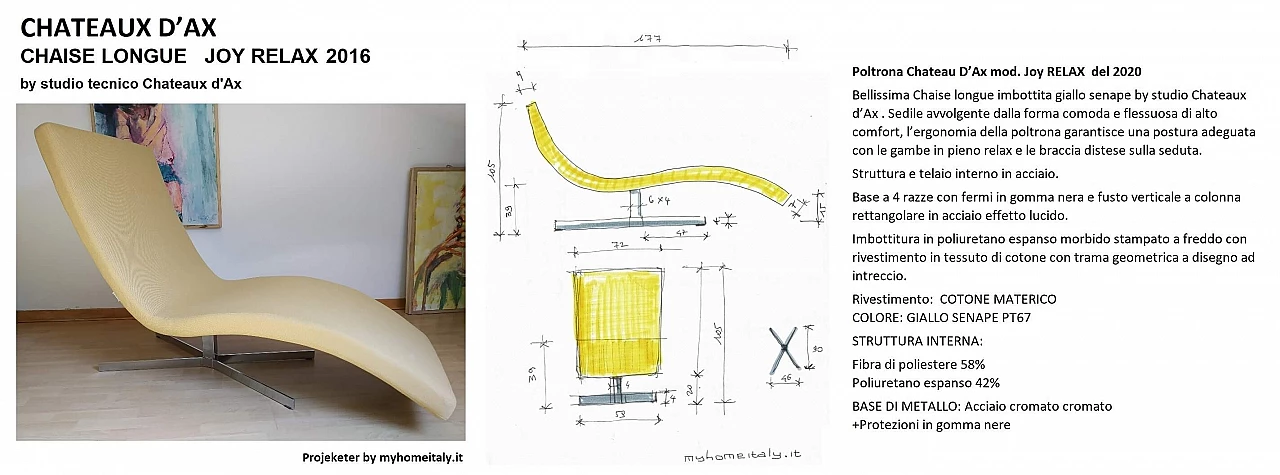 Poltrona Joy in tessuto senape Chateau D'Ax 61
