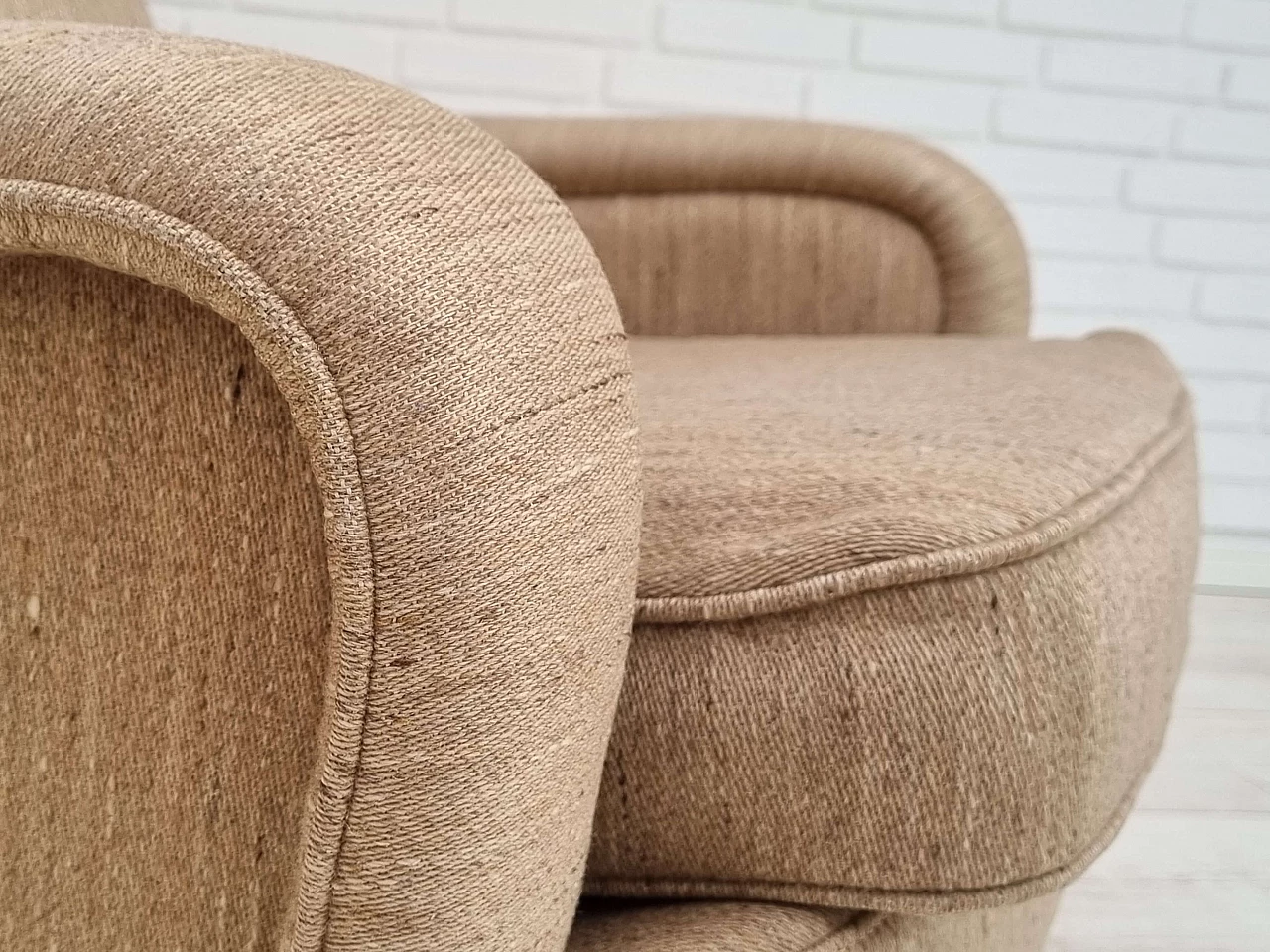 Swivel armchair with wool footstool, 1970s 3