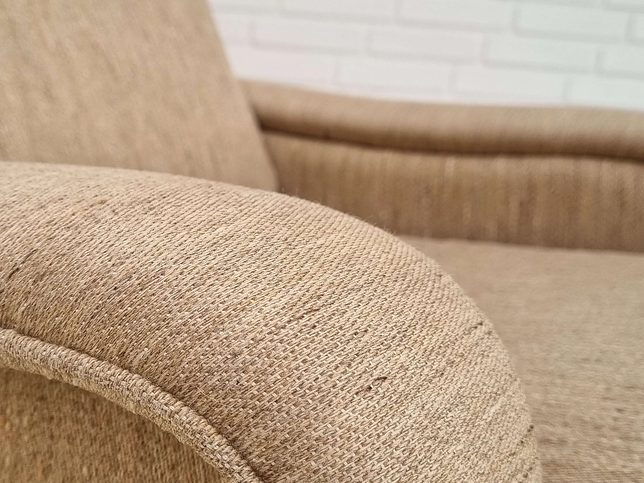 Swivel armchair with wool footstool, 1970s 4