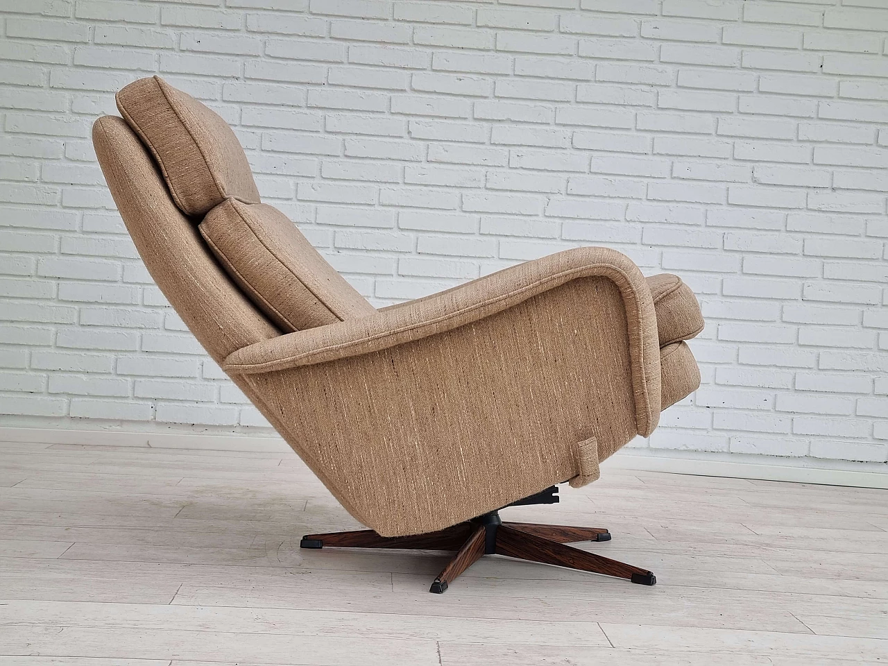 Swivel armchair with wool footstool, 1970s 8