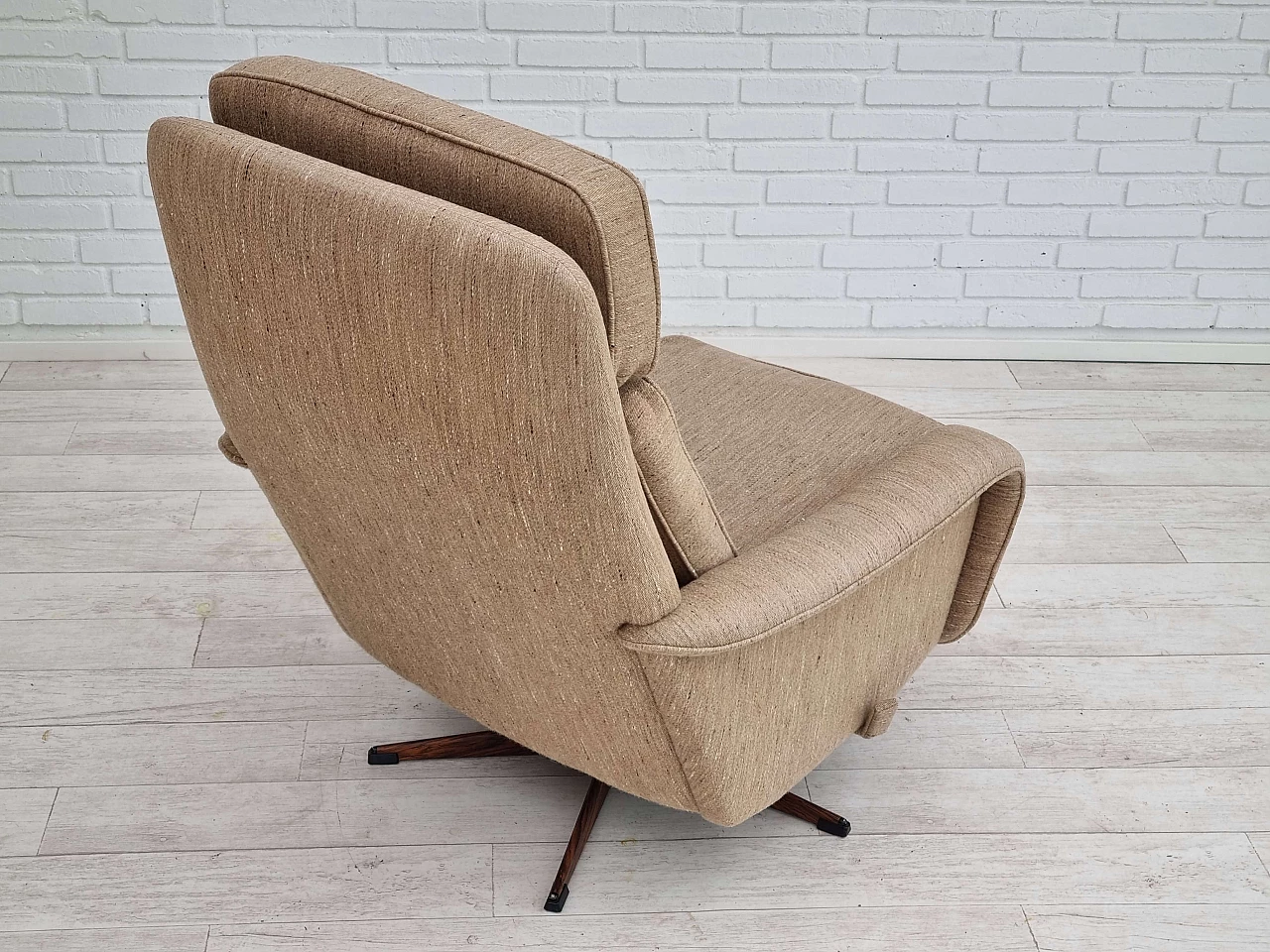 Swivel armchair with wool footstool, 1970s 9