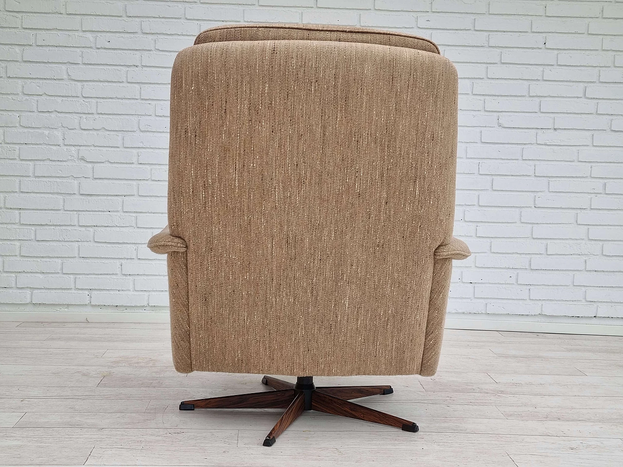 Swivel armchair with wool footstool, 1970s 10