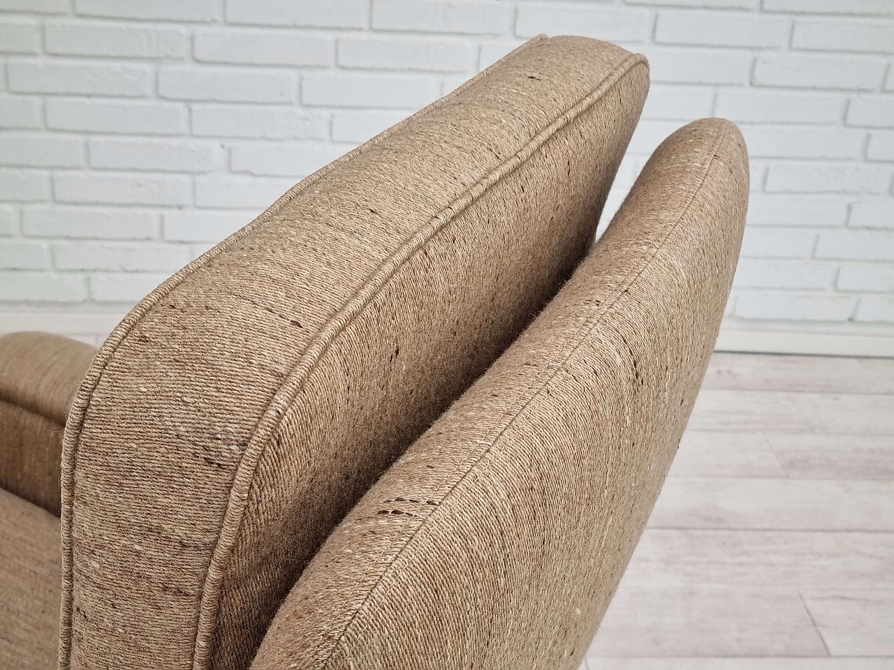 Swivel armchair with wool footstool, 1970s 11