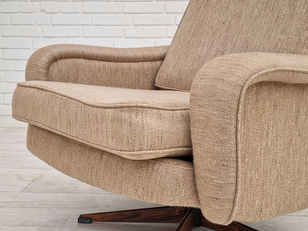 Swivel armchair with wool footstool, 1970s 12