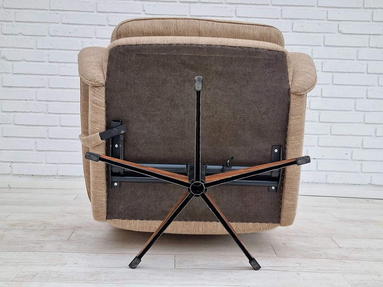 Swivel armchair with wool footstool, 1970s 14