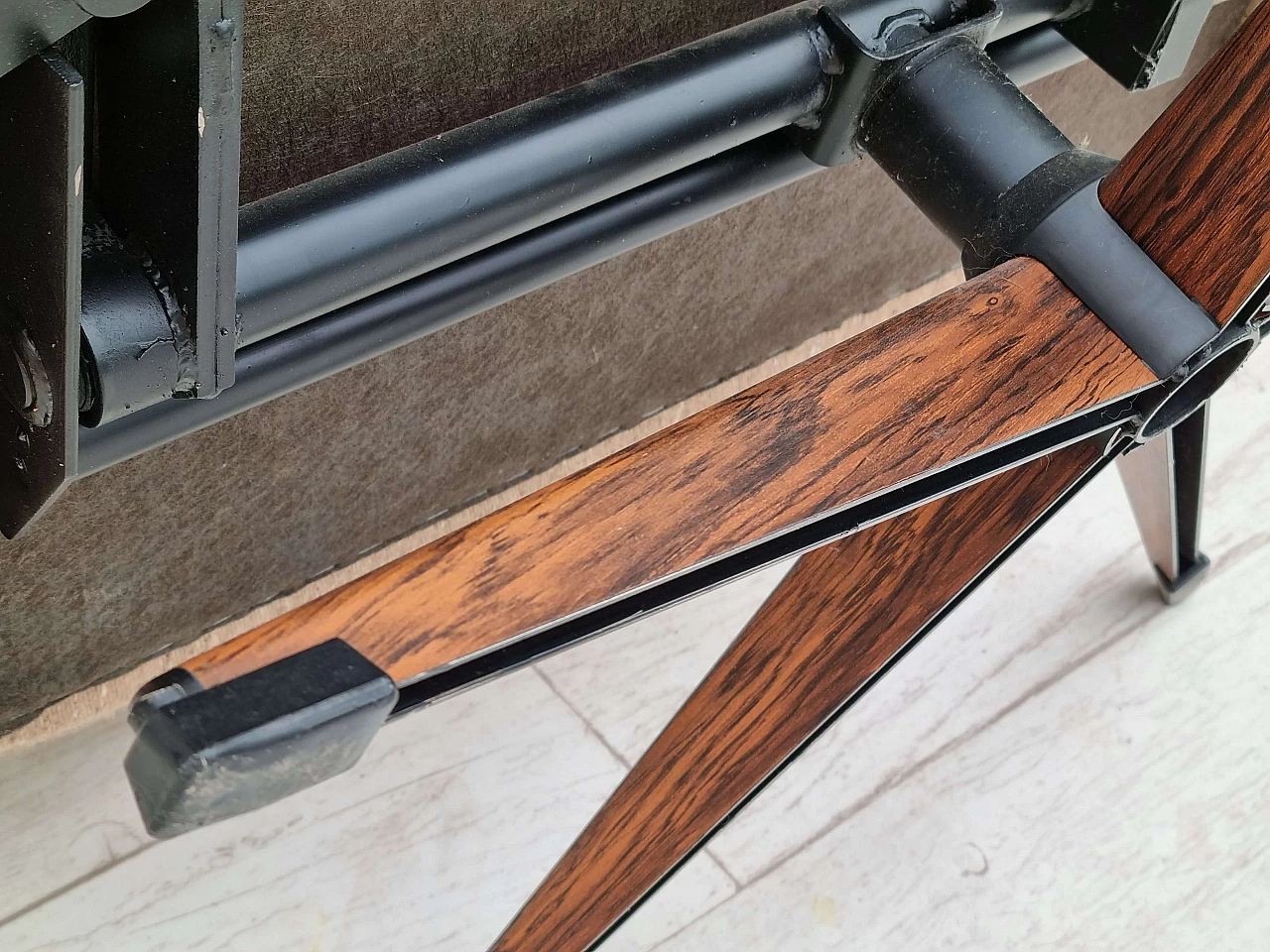 Swivel armchair with wool footstool, 1970s 15