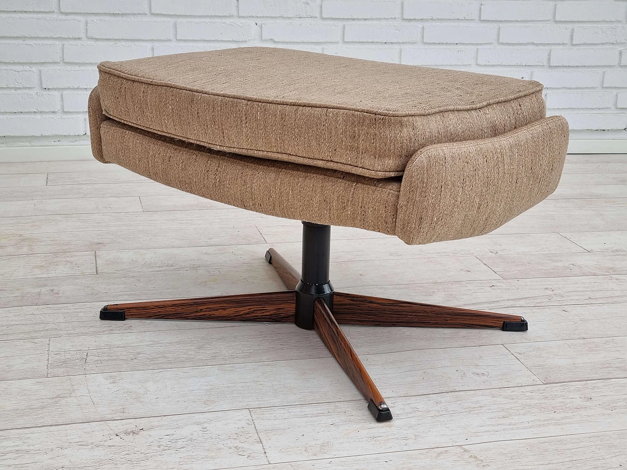 Swivel armchair with wool footstool, 1970s 16