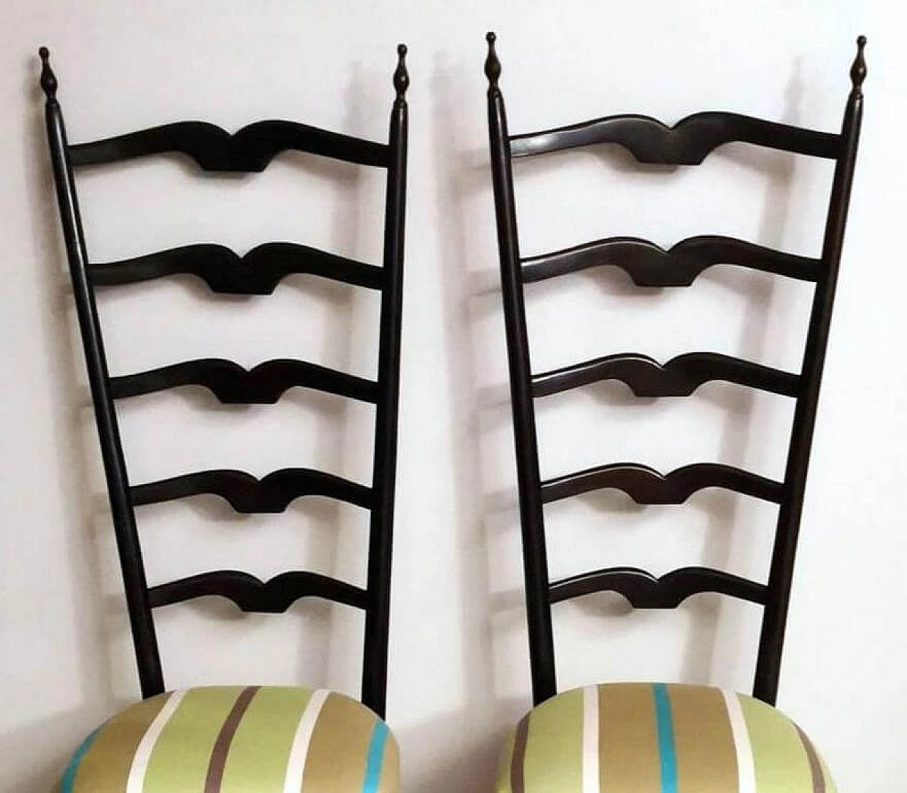 Pair of Chiavari chairs in the Paolo Buffa style with high back, 1950s 8