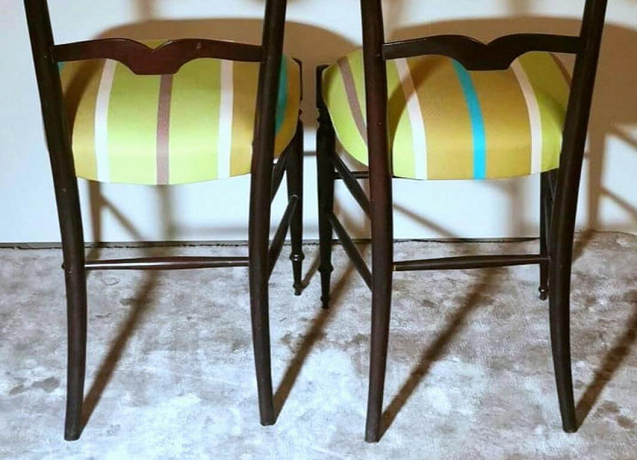 Coppia di sedie Chiavari in stile Paolo Buffa con schienale alto, anni '50 10