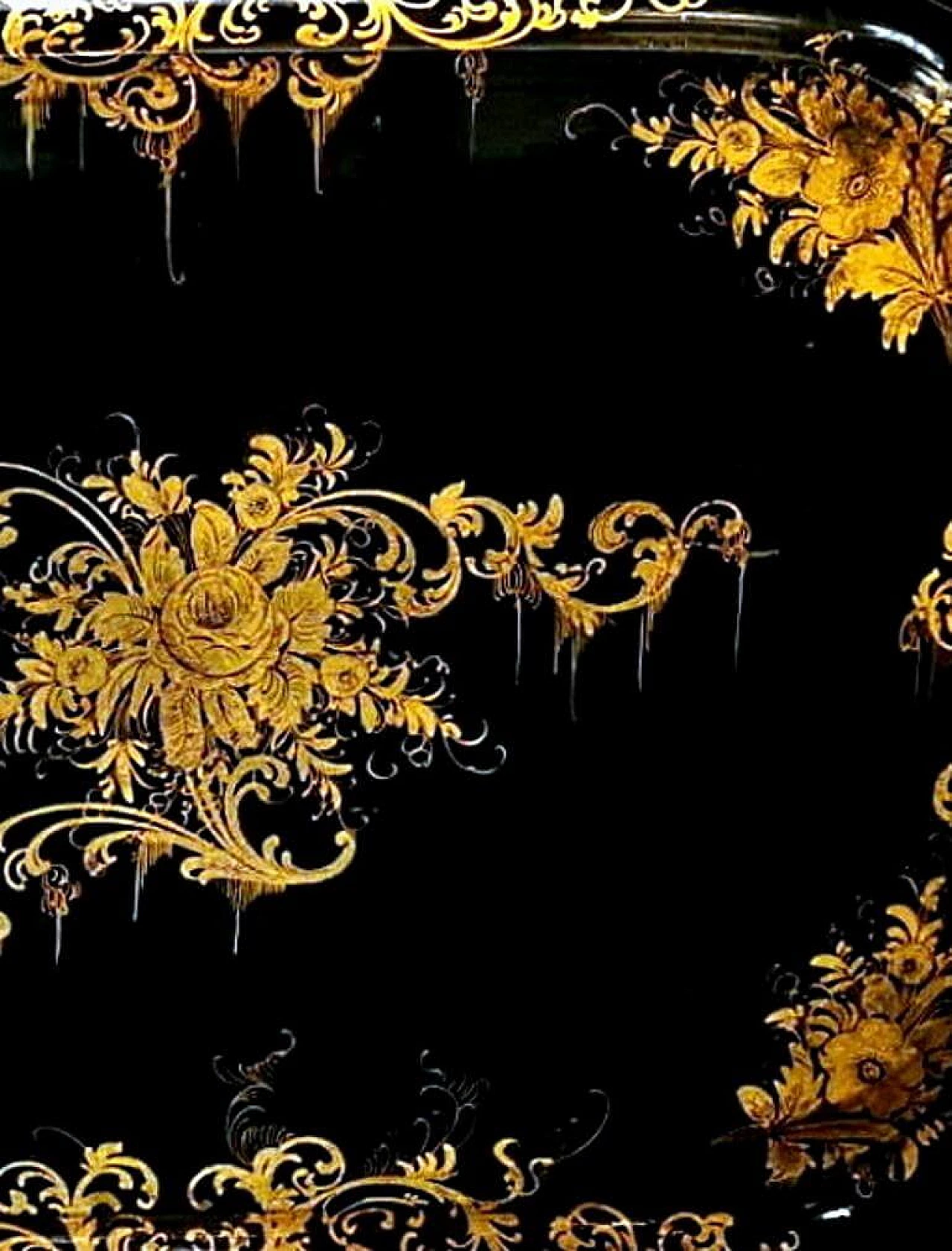 Hand-painted metal tray Napoleon III style, 19th century 4