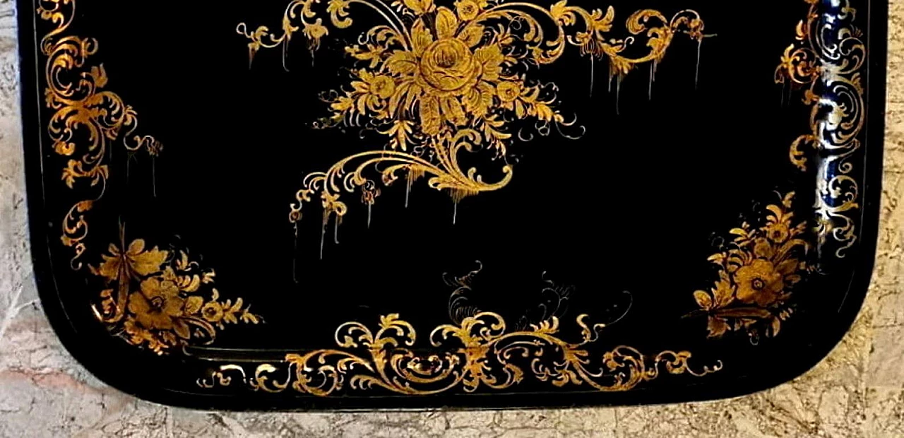 Hand-painted metal tray Napoleon III style, 19th century 8