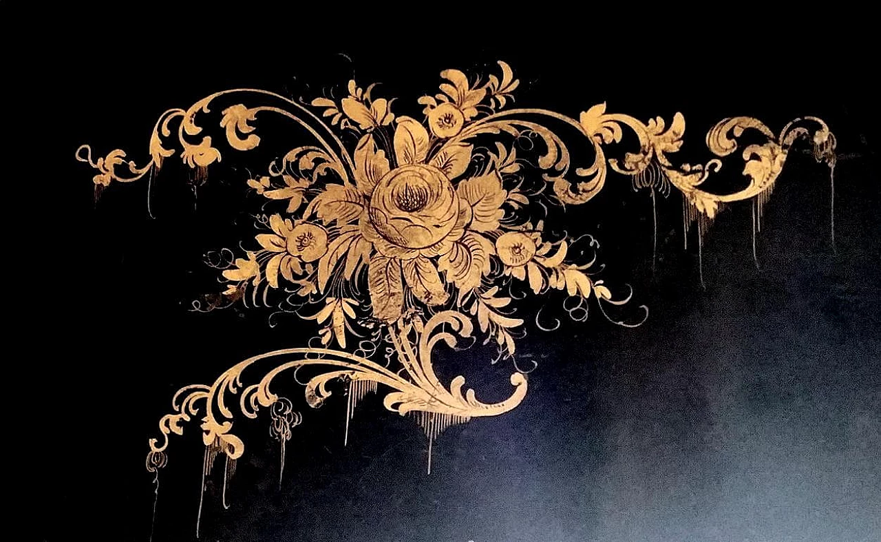 Hand-painted metal tray Napoleon III style, 19th century 11