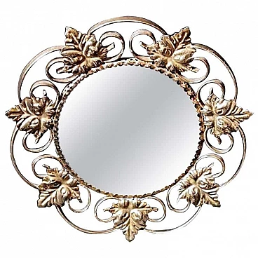 Gilded metal mirror with vine leaves, 1950s