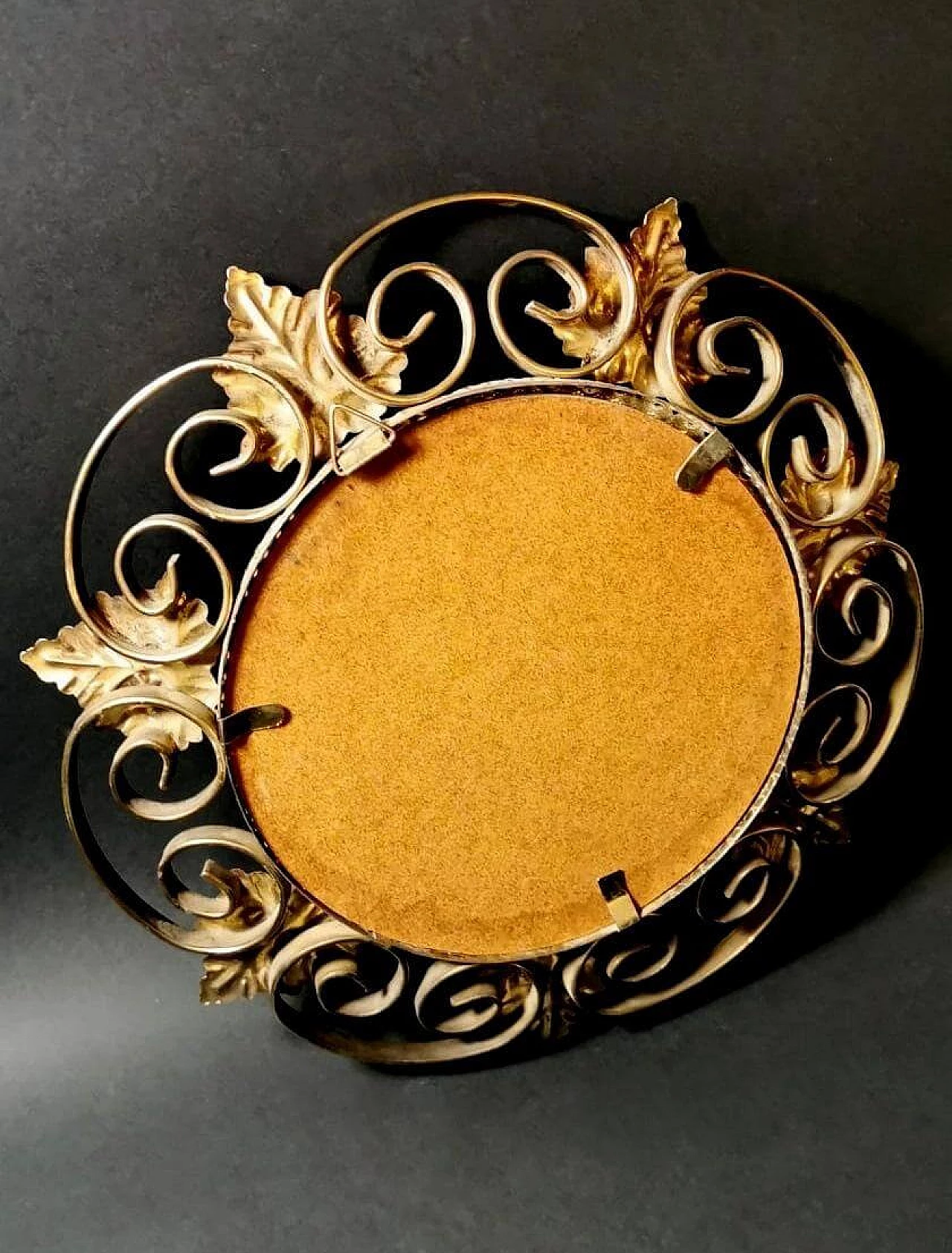 Gilded metal mirror with vine leaves, 1950s 9