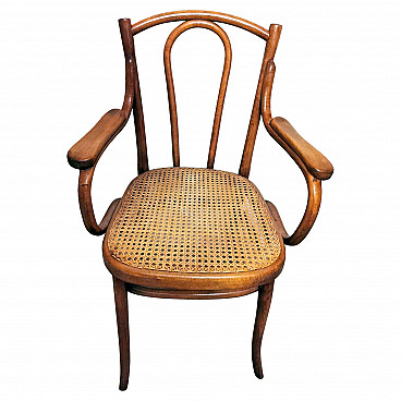 Armchair 56 in bent beech and Vienna straw by Thonet, early 20th century