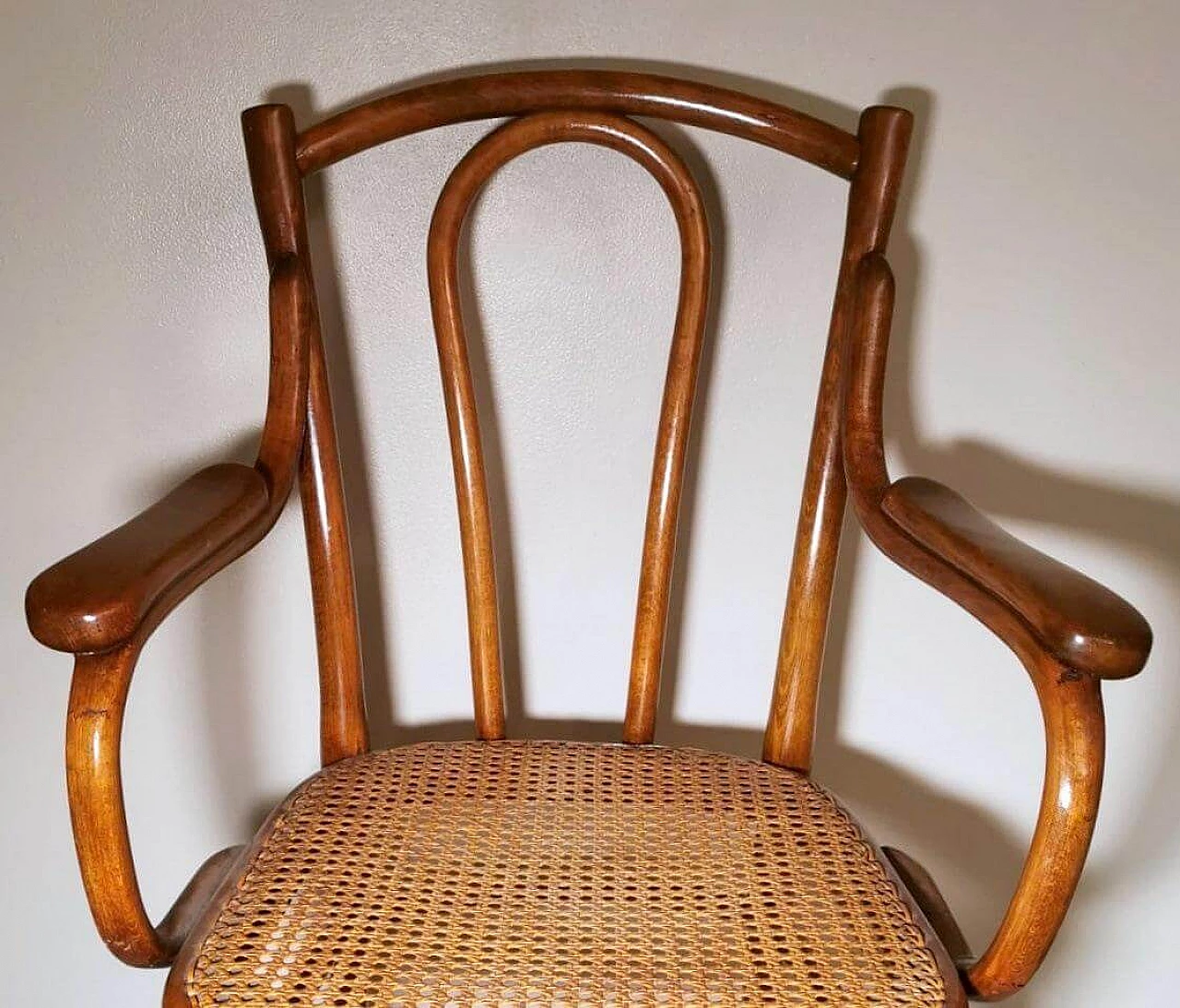 Armchair 56 in bent beech and Vienna straw by Thonet, early 20th century 7