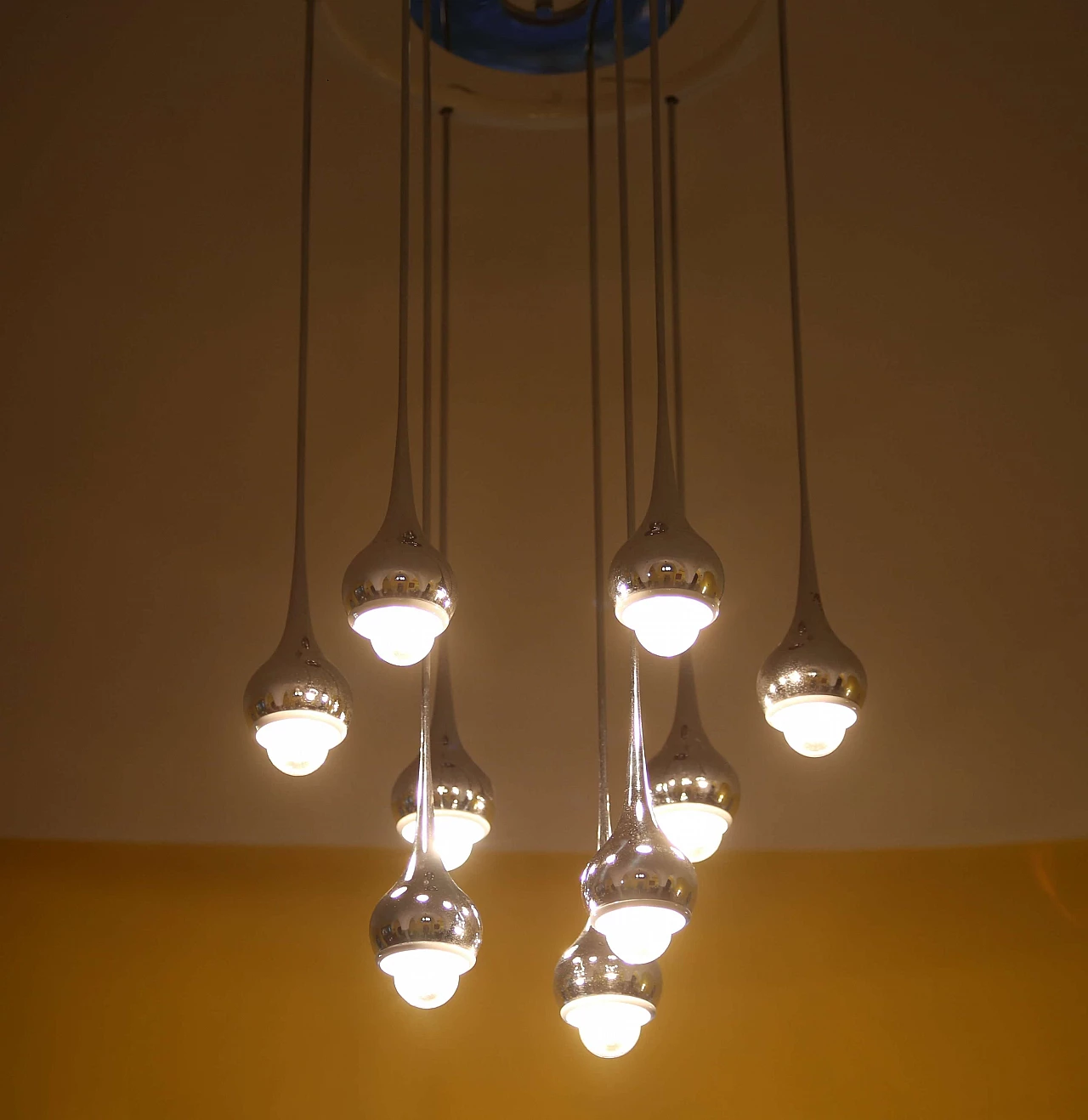 Chromed metal chandelier by Angelo Brotto for Esperia, 1970s 2