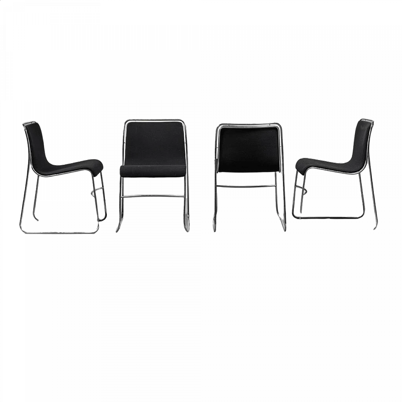 4 Sedie in tessuto e metallo, anni '70 11