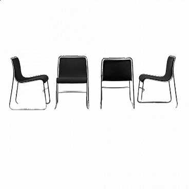 4 Fabric and metal chairs, 1970s