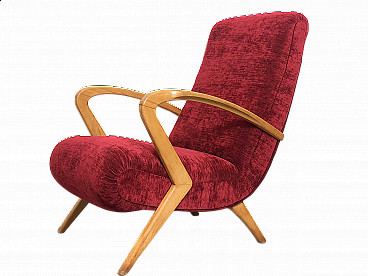 Paolo Buffa armchair in velvet and wood, 1940s