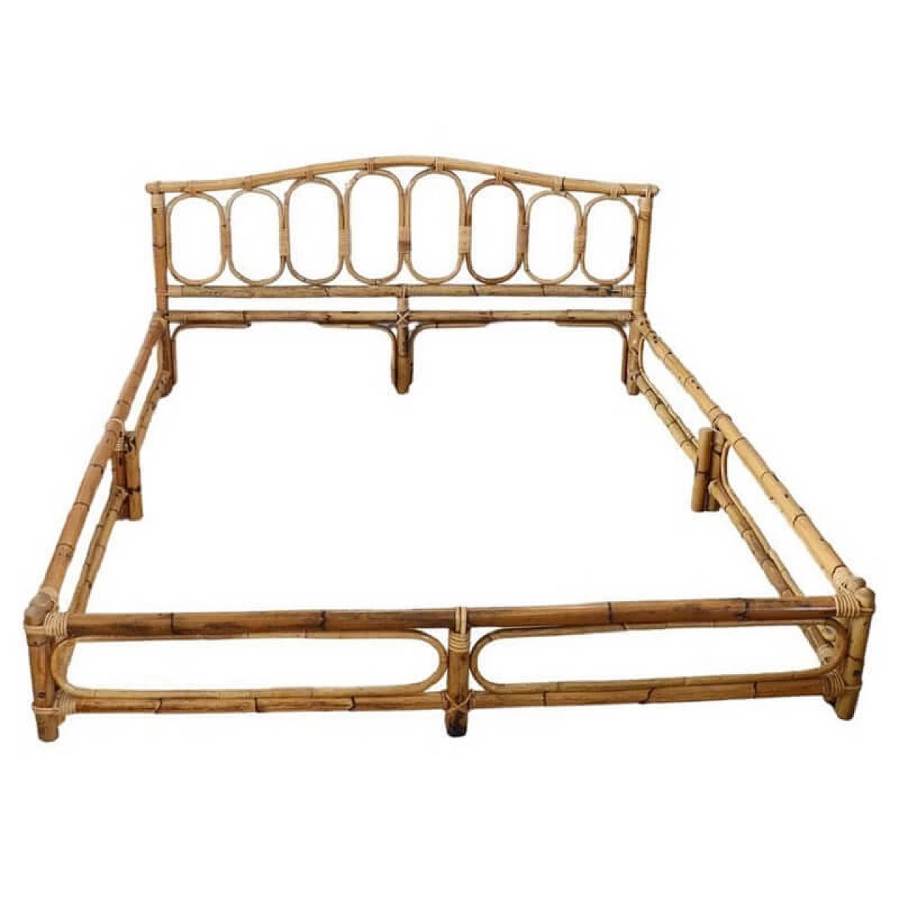 Letto matrimoniale in bambù, anni '80 1