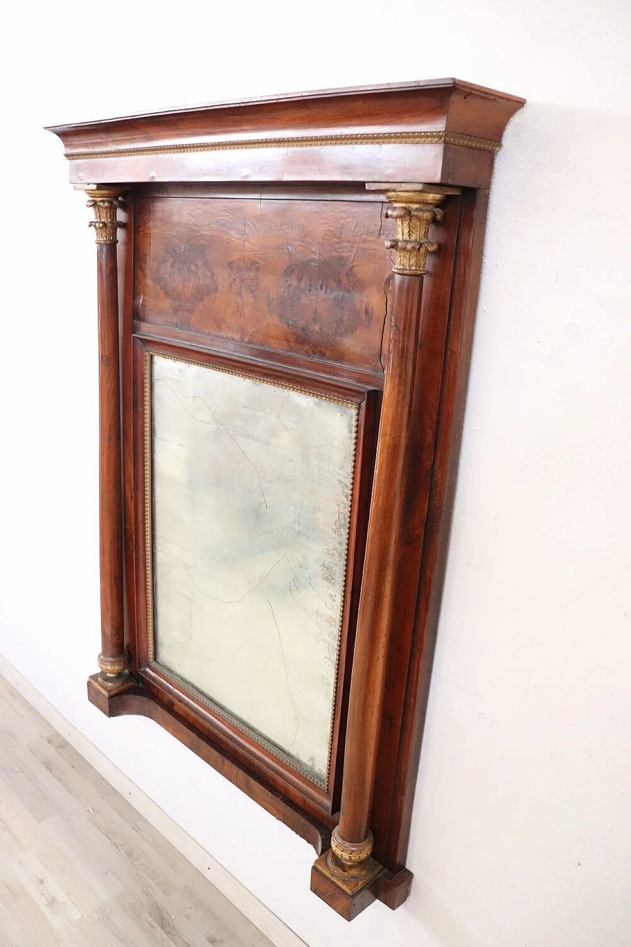 Empire-style walnut mantelpiece, 19th century 2