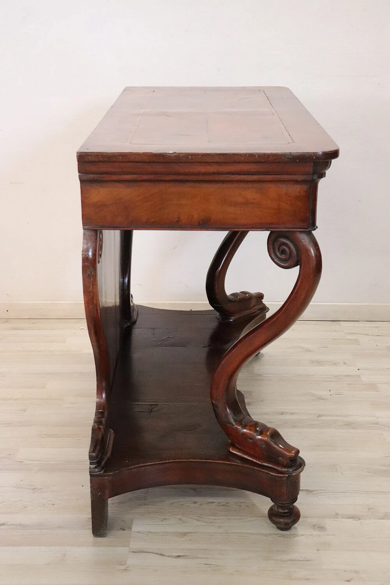 Walnut console table in Charles X style, 19th century 8
