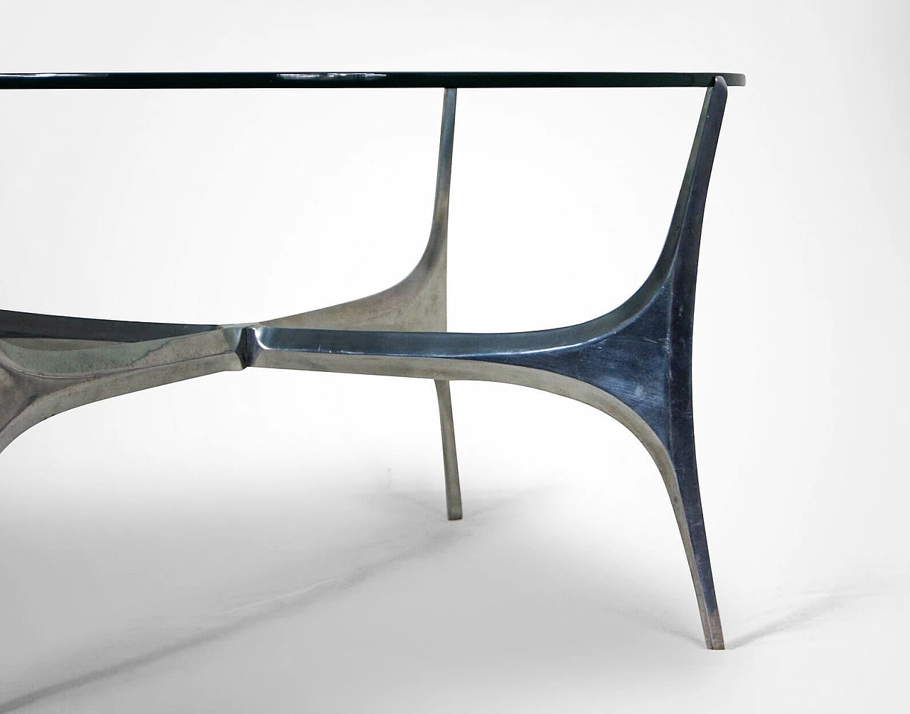 Tavolino in vetro e acciaio di Knut Hesterberg per Ronald Schmitt, anni '60 5