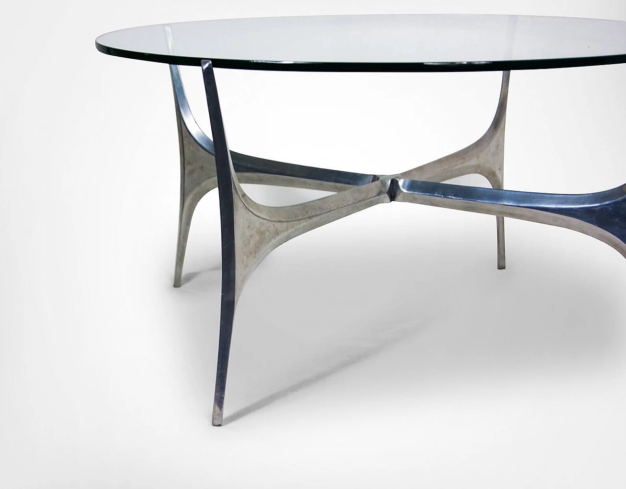 Glass and steel coffee table by Knut Hesterberg for Ronald Schmitt, 1960s 6