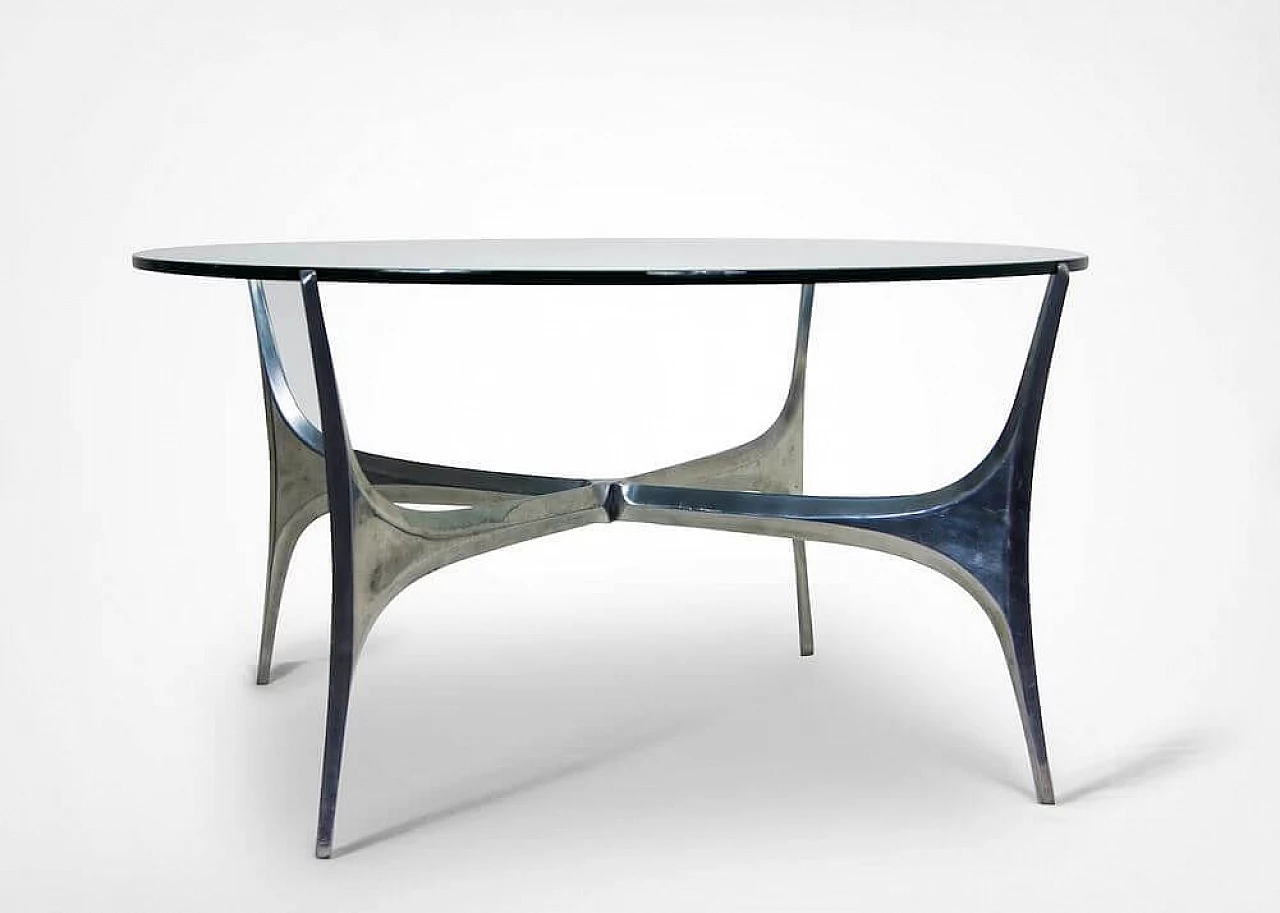 Glass and steel coffee table by Knut Hesterberg for Ronald Schmitt, 1960s 7