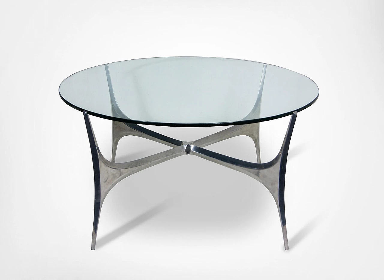 Glass and steel coffee table by Knut Hesterberg for Ronald Schmitt, 1960s 8