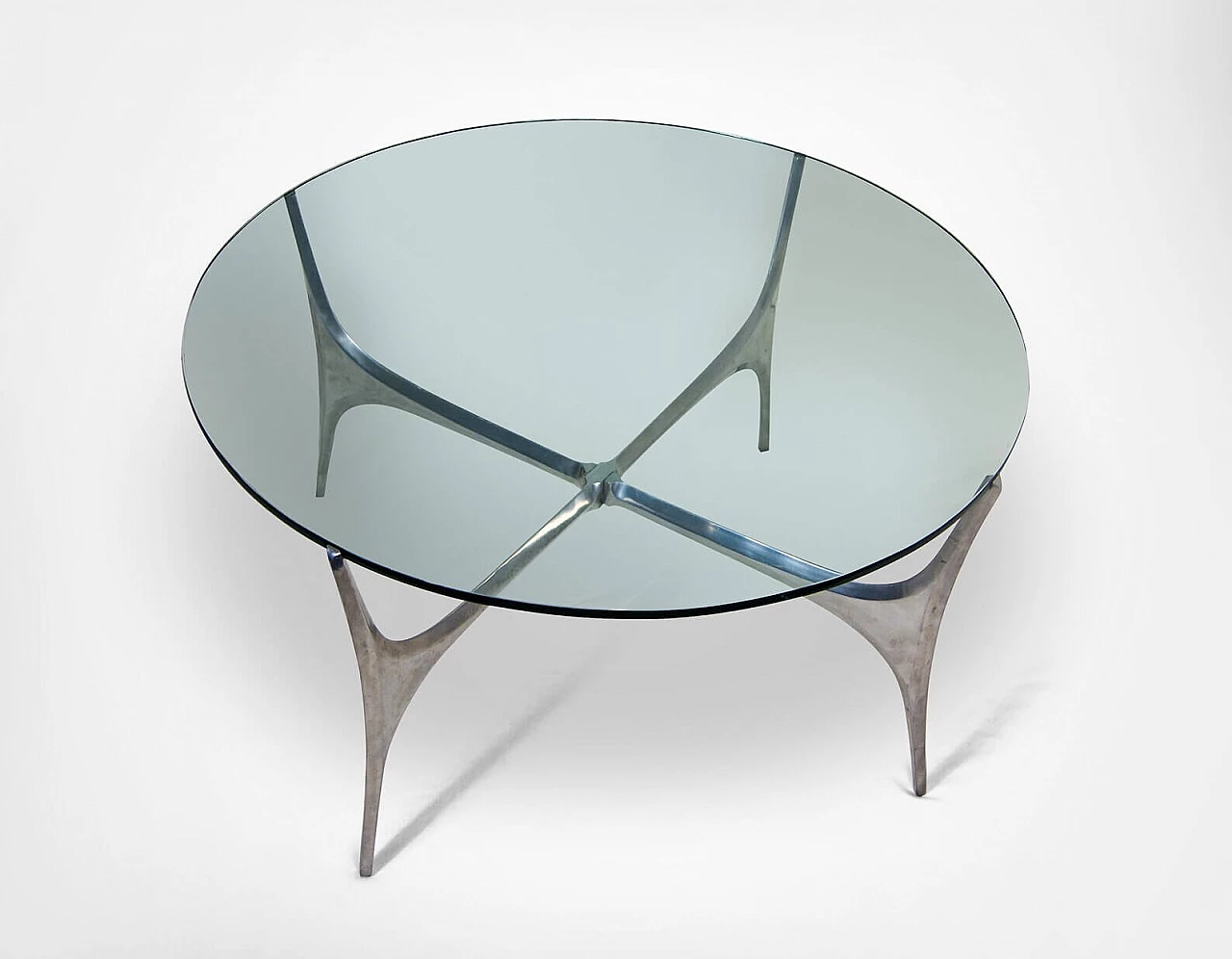 Tavolino in vetro e acciaio di Knut Hesterberg per Ronald Schmitt, anni '60 9