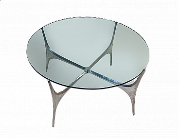 Tavolino in vetro e acciaio di Knut Hesterberg per Ronald Schmitt, anni '60