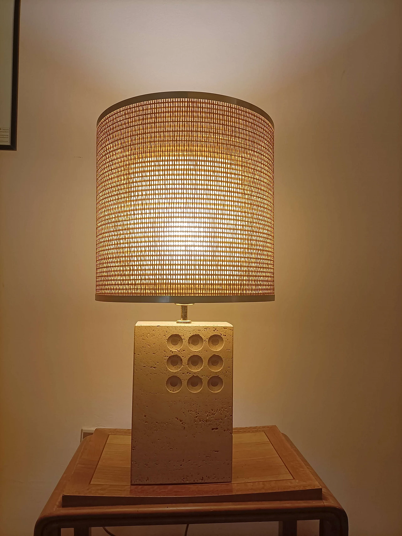 Lamp with travertine base by Reggiani, 1960s 1