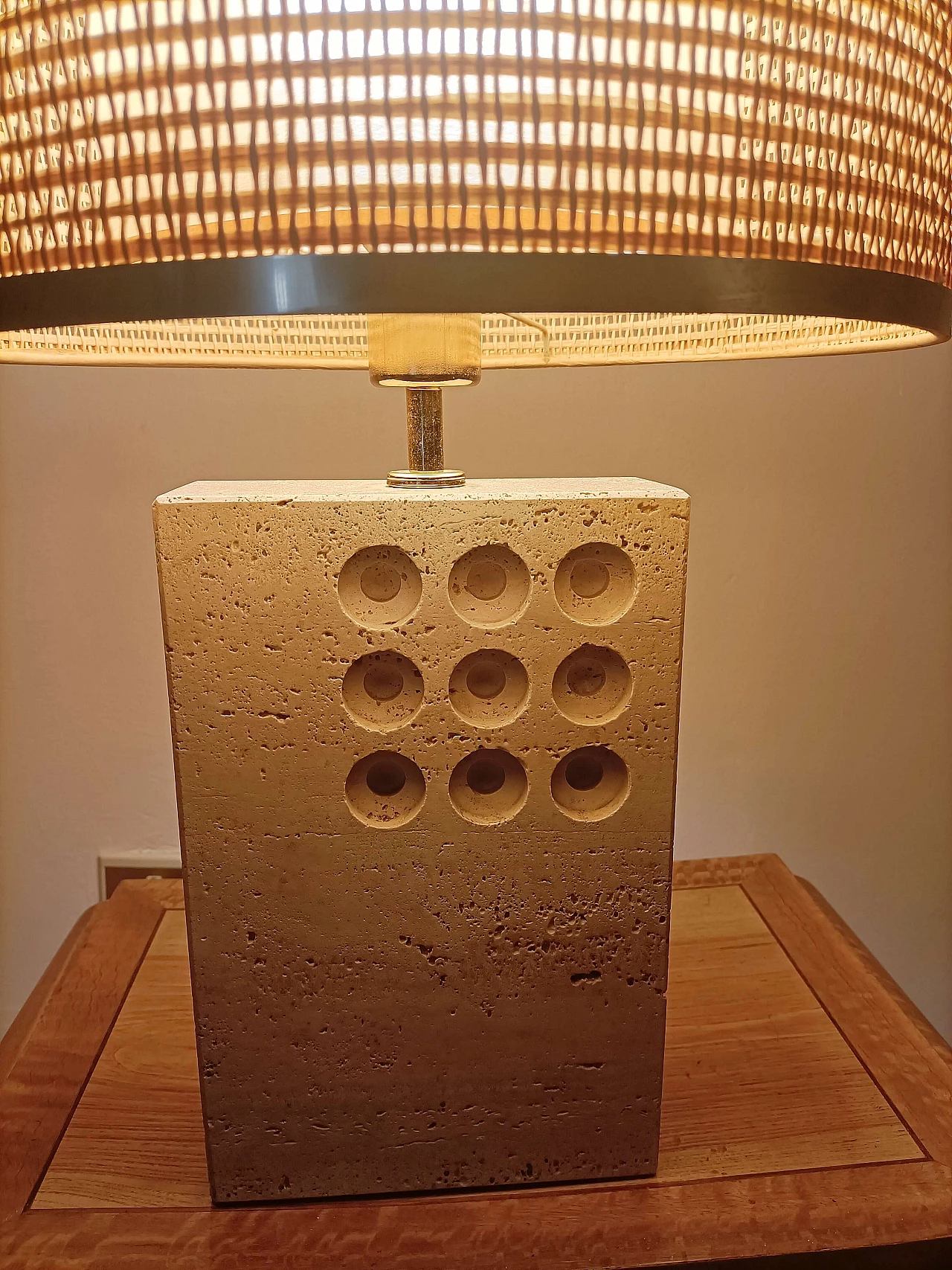 Lamp with travertine base by Reggiani, 1960s 2