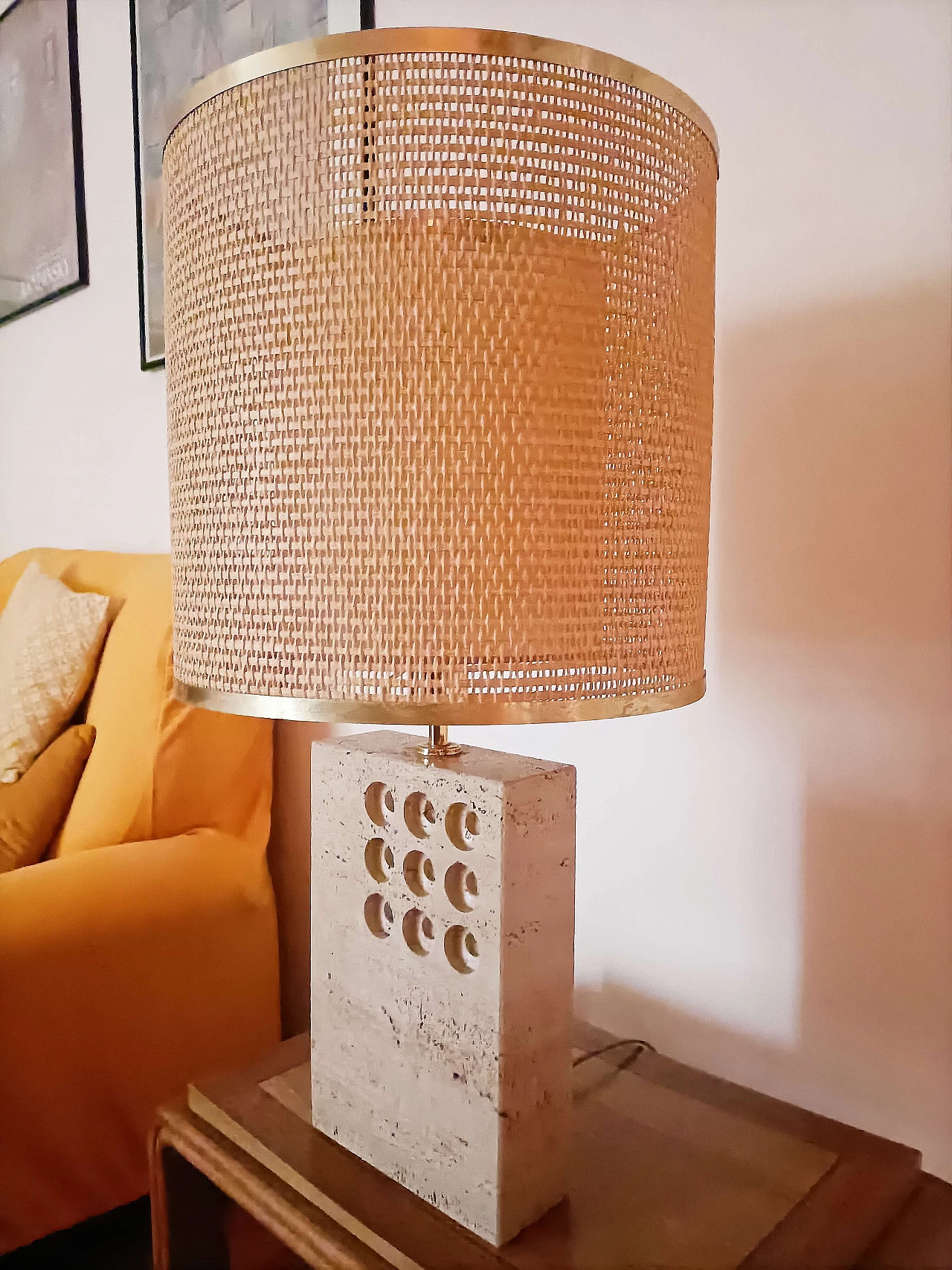 Lamp with travertine base by Reggiani, 1960s 4