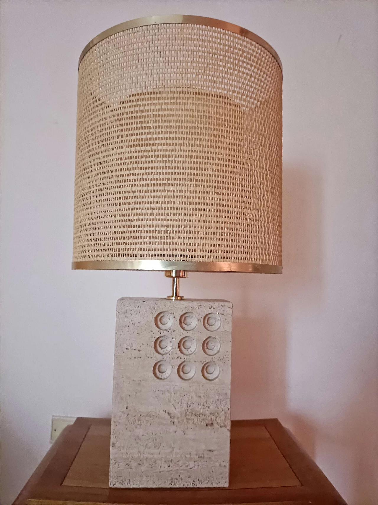 Lamp with travertine base by Reggiani, 1960s 5