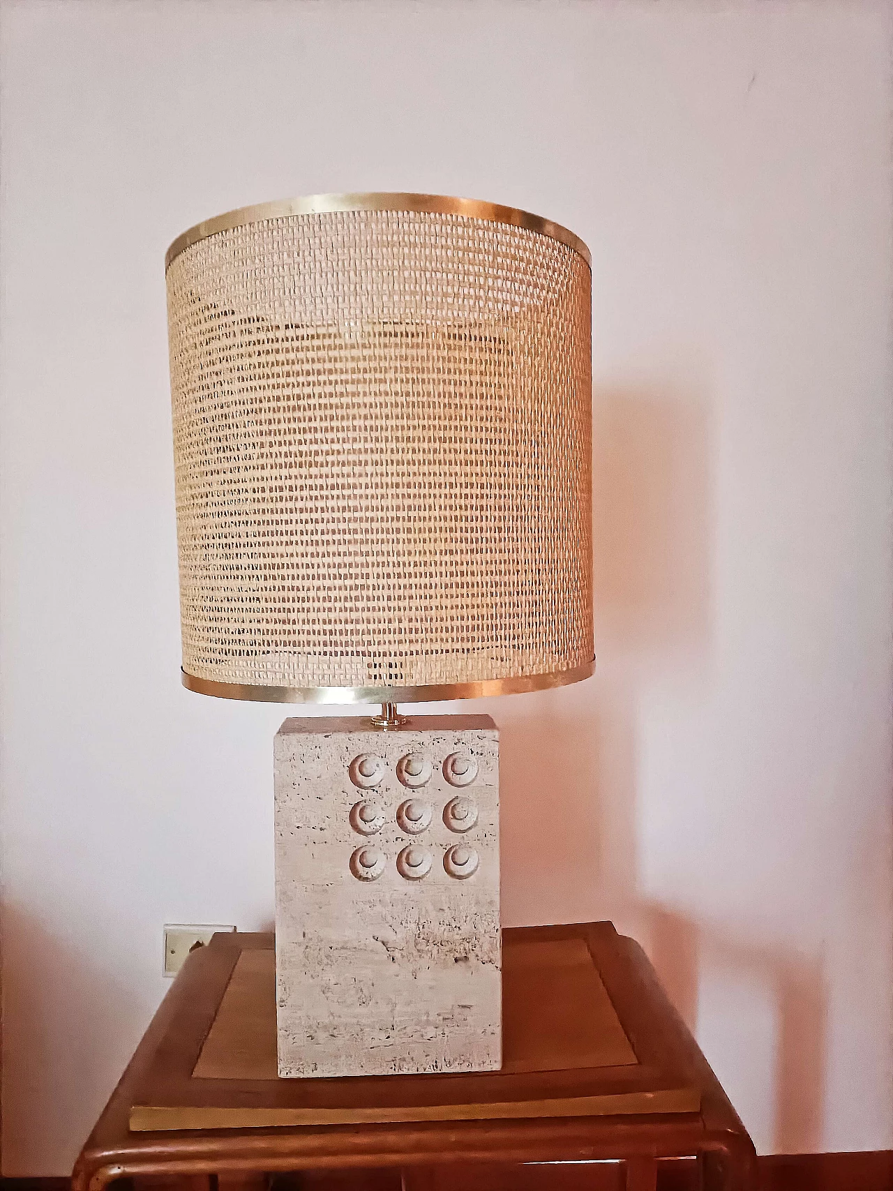 Lamp with travertine base by Reggiani, 1960s 6