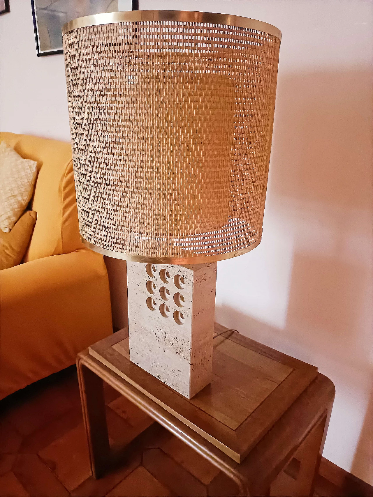 Lamp with travertine base by Reggiani, 1960s 9