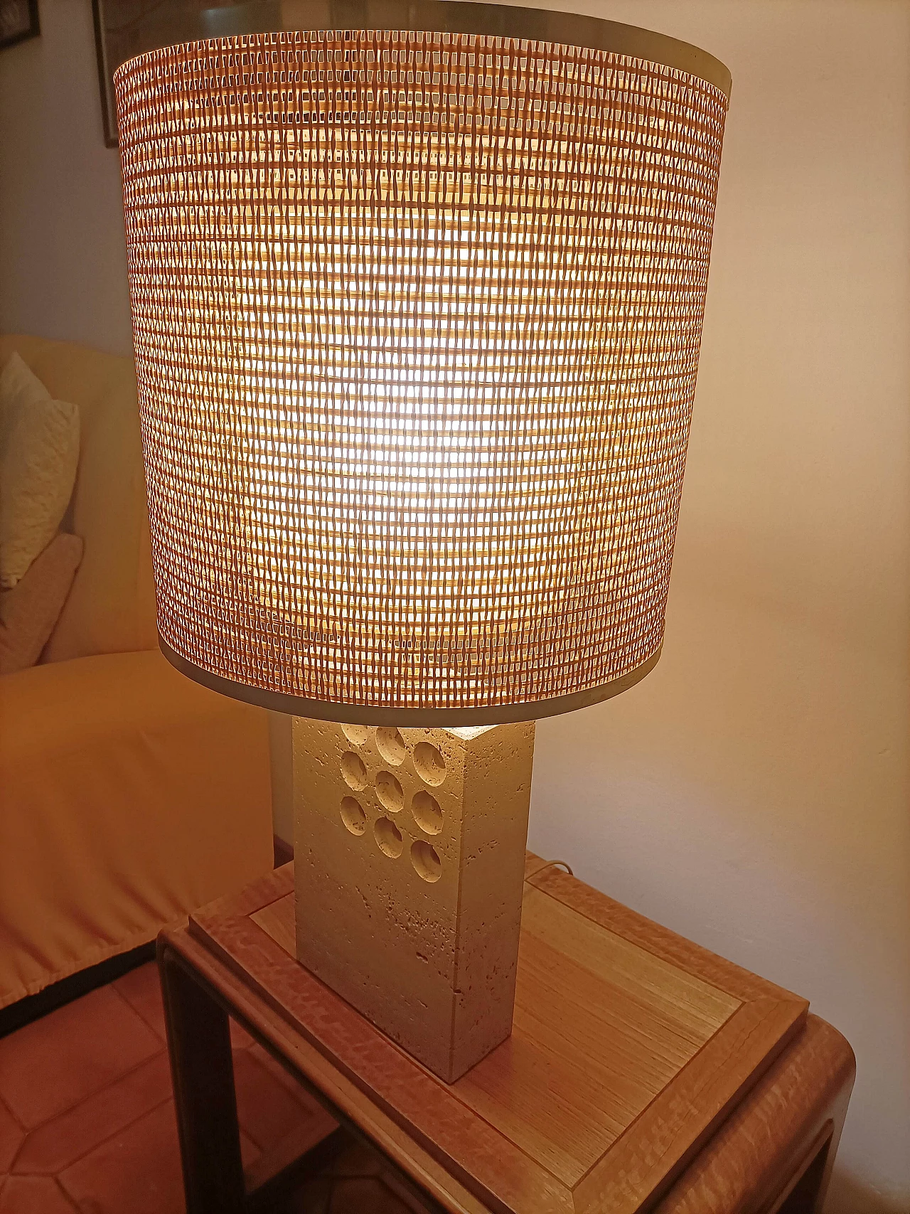 Lamp with travertine base by Reggiani, 1960s 10