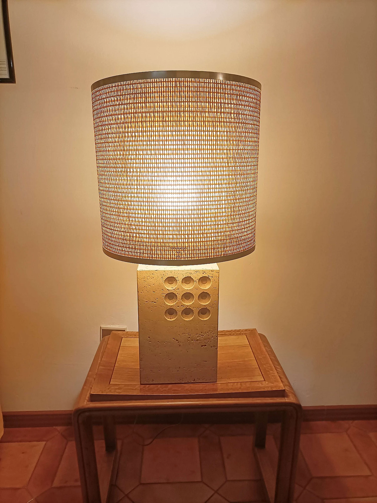 Lamp with travertine base by Reggiani, 1960s 11